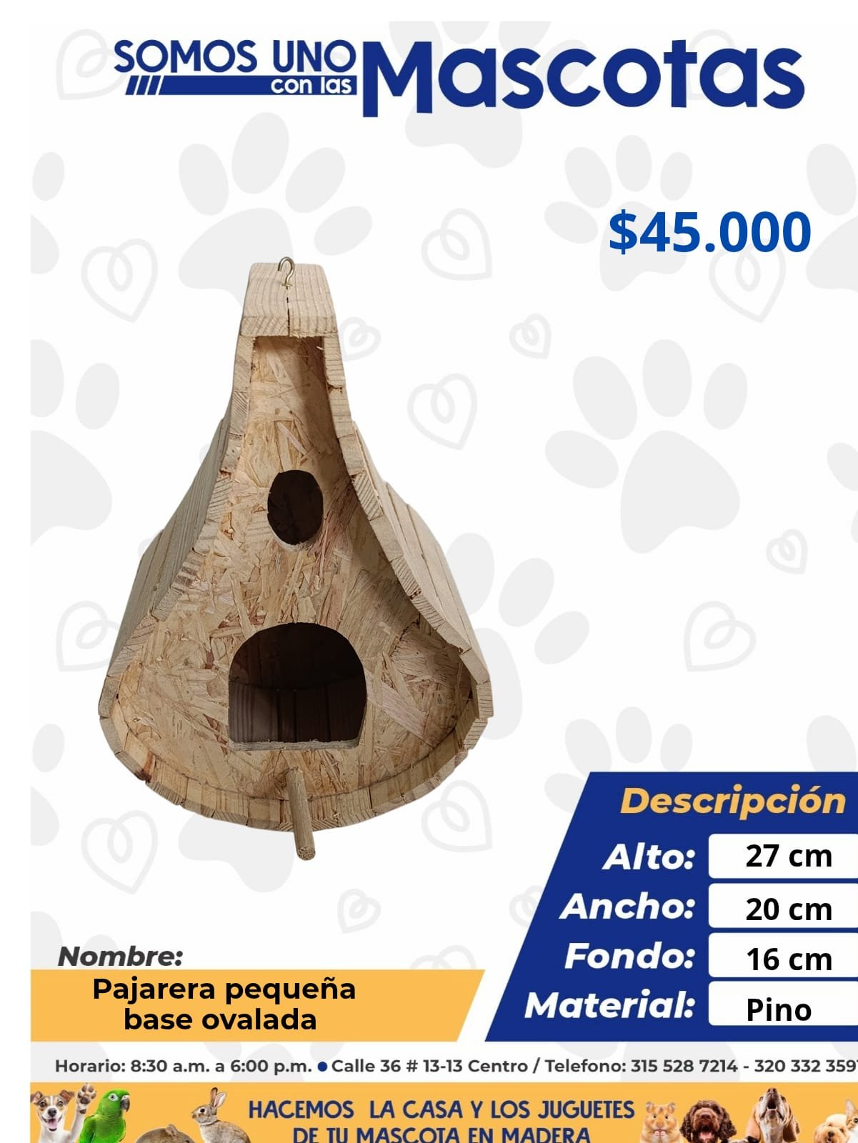 PAJARERA PEQUEÑA BASE OVALADA